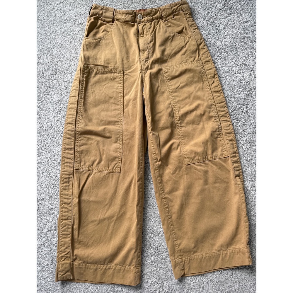 Jamie Haller Karate Copped Wide Leg Utility Pants Tobacco Brown Cotton Size 2